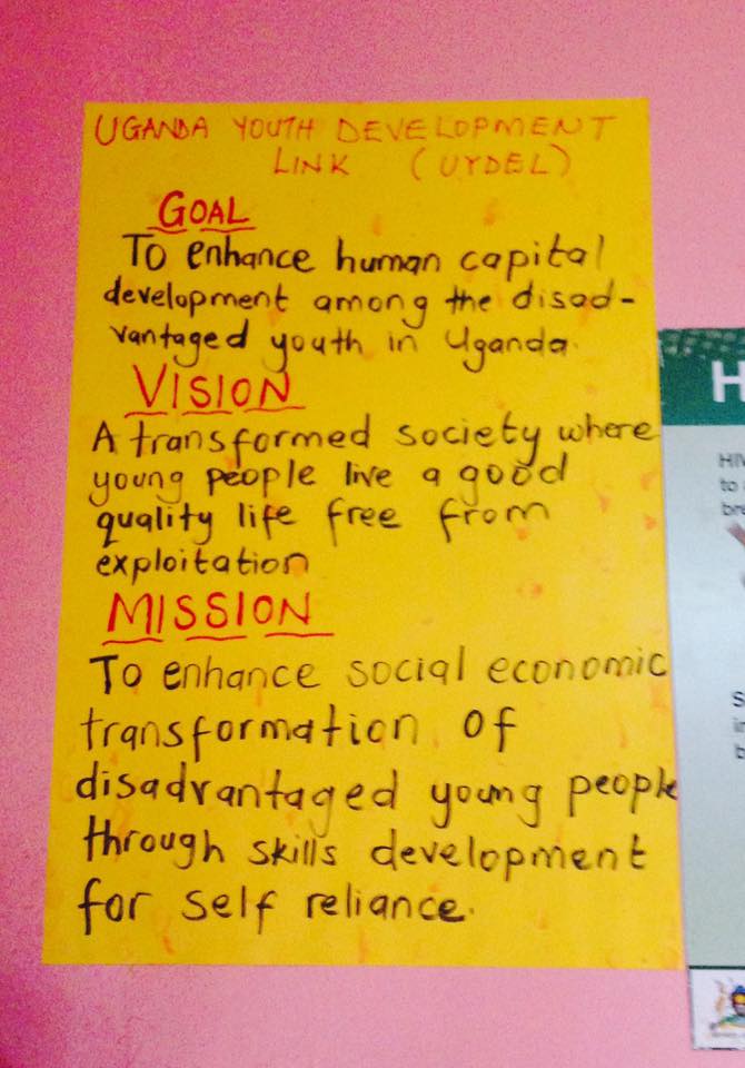 Goal vision and mission Youth center UYDEL Kampala Uganda